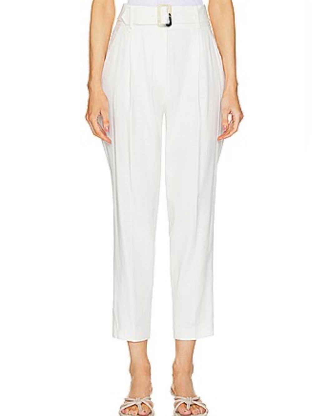 NWT Veronica Beard Sofia Off White High Rise Tapered Linen Blend Pants Size 12